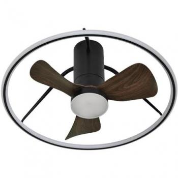 Ventilador Oporto 46W Negro-Marrón Ø66, 3 aspas y 6 velocidades con mando a distancia