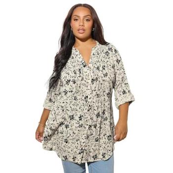 Pintuck White Bloom Dressy Blouse