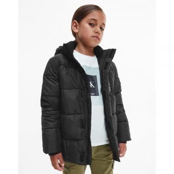 Piumino Bambino Calvin Klein Jeans con Cappuccio Nero