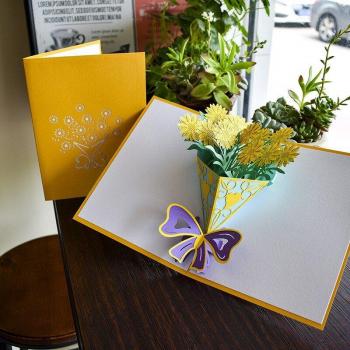 Tarjeta 3D Flor Pop‑Up Tarjeta de Felicitación “Gracias”