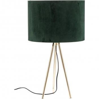 Tripod Table Lamp Monaco in Green Velvet and Gold by Domiluce