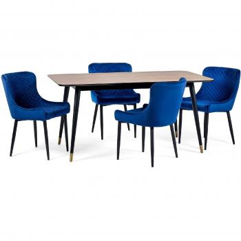 Findlay Rectangular Dining Table & Luxe Blue Chairs