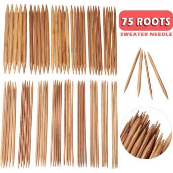 Kit de tejer con agujas de bambú y ganchos de 20cm