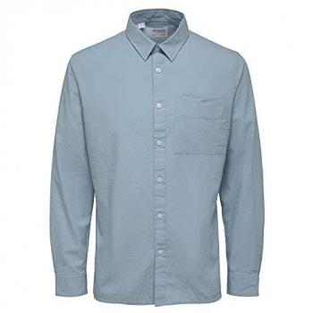 Tessuto Seersucker Axel Camicia Blu Ombra S