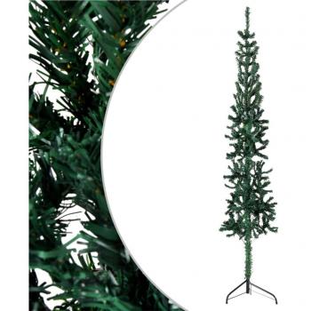 VitaXL 180 cm Green Slim Artificial Half Christmas Tree with Stand