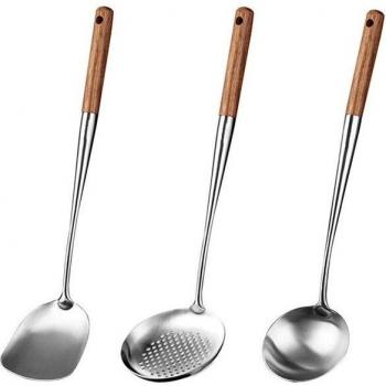 2Pcs Wok Spatula and Ladle Set