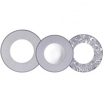 Service de vaisselle 18 pièces Alhambra en porcelaine bleue Médard de Noblat