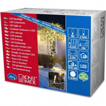 Außen-MicroLED-Kette 40 warmweiß mit 24 V Trafo, klarer Kabel (3610‑103)
