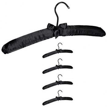 Perchas Madera-Tela Negra 38 cm