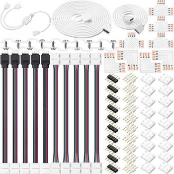 Connecteurs de bande LED 5050 10mm 4 broches avec câble d'extension