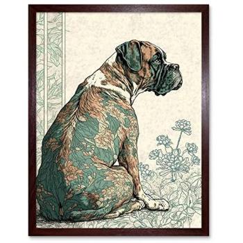 Blooming Boxer Canvas – 12×16 Inch Modern Ink Illustration