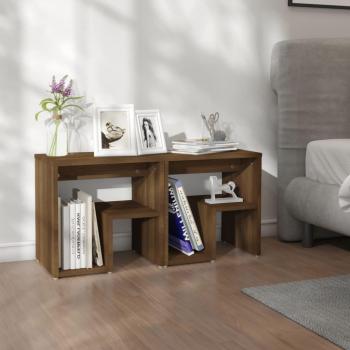 Tables de chevet en bois marron (ensemble de 2) 40x30x40 cm