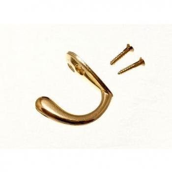 Brass Coat Hook for Hats and Robes + Screws