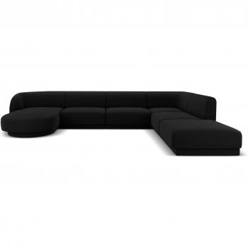 Canapé 6 Places Micadoni Velours Noir – Angle Côté Droit