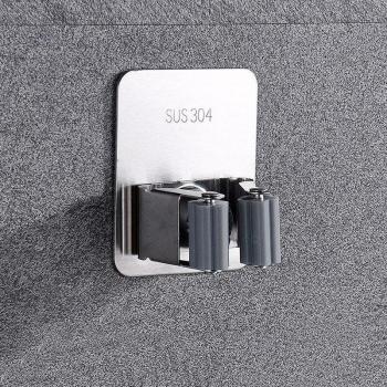 Gancho de pared para fregona y escoba, estante de baño de acero inoxidable 304, 1/2 piezas