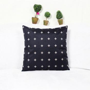 Cojín de lino blanco y negro para decoración del hogar 45x45cm