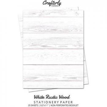 White Rustic Wood Stationery Paper: Cute Letter Writing Paper for Home, Office, Letterhead Design, 25 Sheets