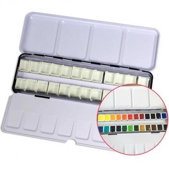 100PCS 1.6ml Plastic Empty Watercolor Half Pans for Art Students