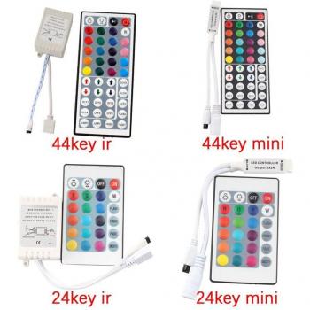 RGB LED-Streifen Remote 24‑Key, 44‑Button, 12/24 V Mini IR Regler