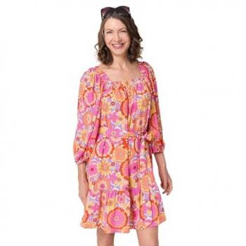 Pink Bloomed Tie-Back Dress