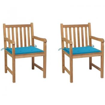Teak Luxury Casadino – Sedie da Esterno 2pz con Cuscini Blu