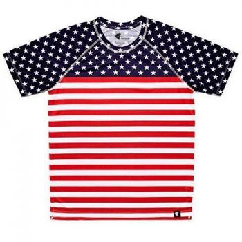 Camiseta Hombre HOOPOE Bandera de EE. UU. Manga Corta Running Gimnasio Talla XL