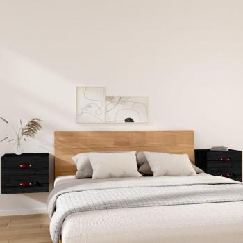 Set 2 Comodini da Camera da Letto, Tavolini da notte a Muro Nero 50x36x40 cm vidaXL