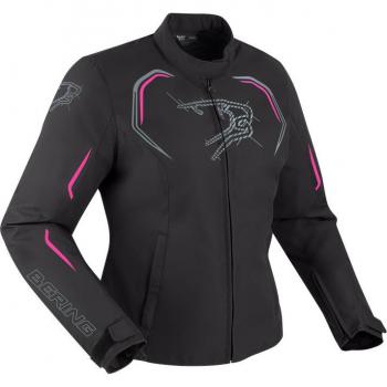 Blouson moto femme Bering Dundy, veste textile de moto pour dames, imperméable à l’eau, Noir Rose, taille 38