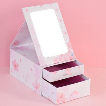 Desktop Makeup Mirror with Three-Tier Organizer