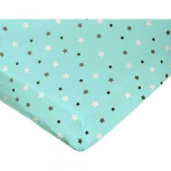 Linge de Lit 70x140cm Etoiles Aqua Drap Housse Vert