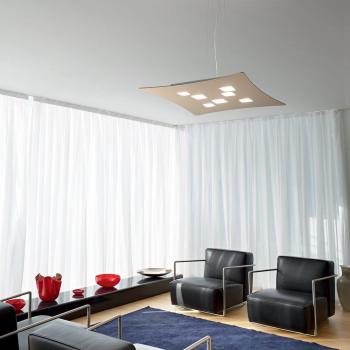 Isotta S Lampadario A Sospensione 10 Luci Attacco GX53 Biemissione Tortora (Metallo e Alluminio)
