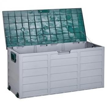 Cassa da Giardino Beige e Verde 112 x 50 cm con Ruote e Maniglie
