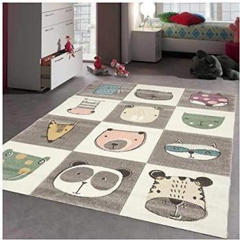 Tapis carré pour enfant 140x140 cm Zoo Too Gris