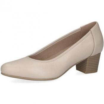 Pumps de cuero beige CAPRICE con tacón bloque, disponible en talla 36