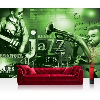 Vliestapete 208x146 cm “Jazz Musik” – Wandbild mit Trompete und Gitarre