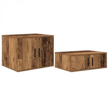 Armario de madera clásica 118×41×40 cm, acabado envejecido