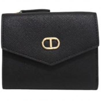 Portafoglio TWINSET in pelle sintetica saffiano nero con logo metallico, taglia unica