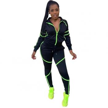 Female Fitness Outfit: Long Sleeve Top & Jogging Pants