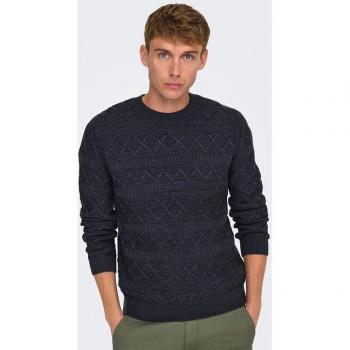 Onswade Reg 5 Struc Crew‑Neck Stickad T-shirt, Only & Sons – Grå