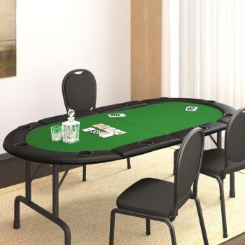 Plateau de poker pliable 10 joueurs Vert 208x106x3 cm