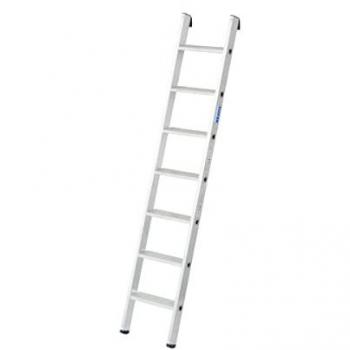 Échelle Krause monobloc 7 marches, profilées T 80 mm, hauteurs d’usage 2900 mm, pieds à bouchon, aluminium