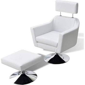 VidaXL White Leather Adjustable Footrest Chair