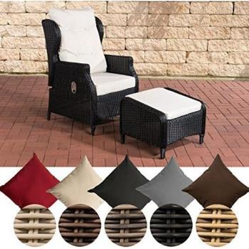 Chaise longue moderne Breno avec tabouret en rotin