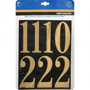 Hillman Gold and Black 3-Inch Number Pack