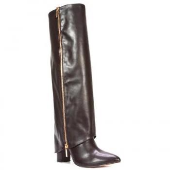 Brown Allie Knee‑High Zip Boots
