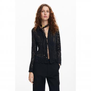 Desigual Blusa Nero XL a Maniche Lunghe, Stile Floreale