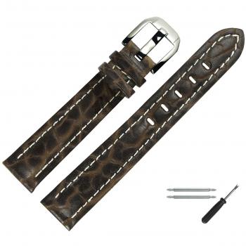 MARBURGER Uhrenarmband 18mm Leder Braun Büffel