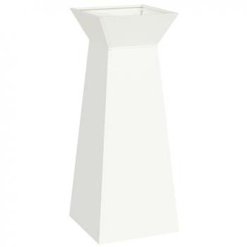 Steel Pillar Planter 40 x 40 x 100 cm, White with Inlaid Accents