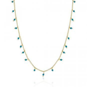 Beaded Sterling Silver Necklace with Turquoise