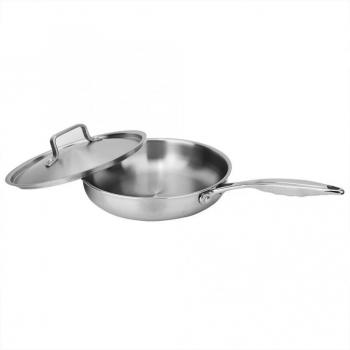 Poêle antiadhésive 24cm en acier 304/403 avec couvercle